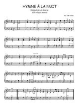 Téléchargez l'arrangement pour piano de la partition de Hymne à la nuit en PDF